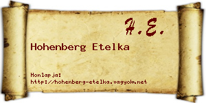 Hohenberg Etelka névjegykártya